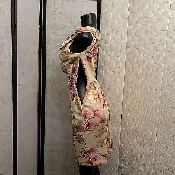 BRAND NEW ALEXA B NITES SLEEVELESS CRISSCROSS V-NECK DESIGN FLORAL SHEATH DRESS - Picture 7 of 12